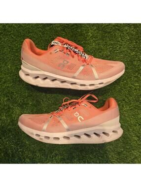 On Cloudsurfer Mens Flame Orange White Athletic Running Shoes Sneakers Size 13